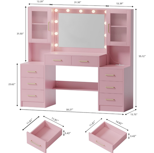 Rosalie™ Deluxe Hollywood Vanity with Lighted Mirror