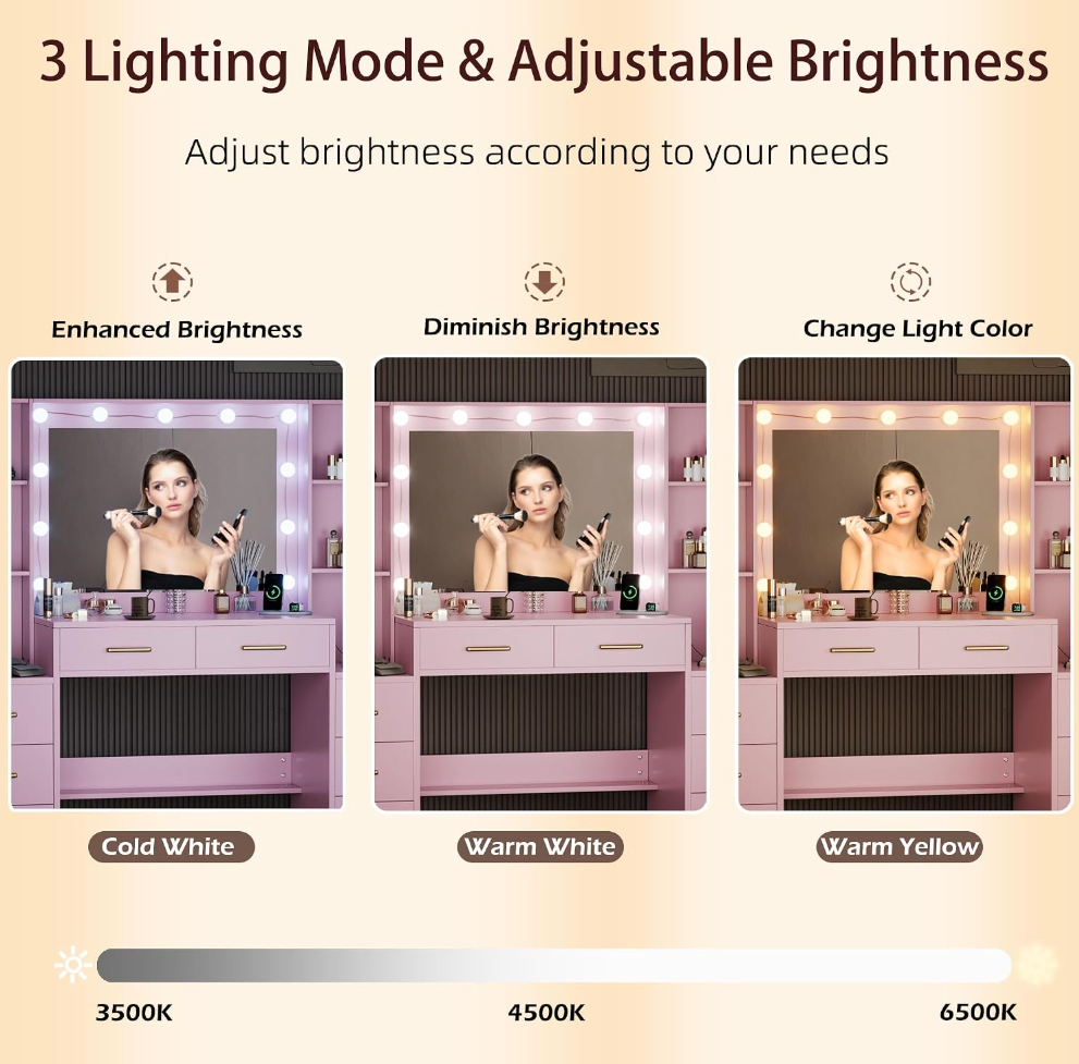 Rosalie™ Deluxe Hollywood Vanity with Lighted Mirror