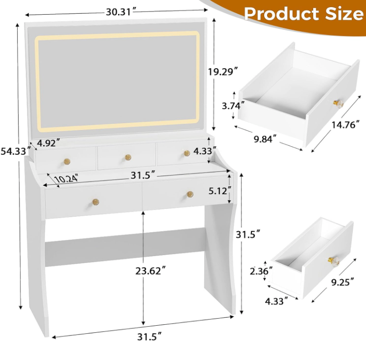The Elodie™ Glow Vanity with LED Mirror