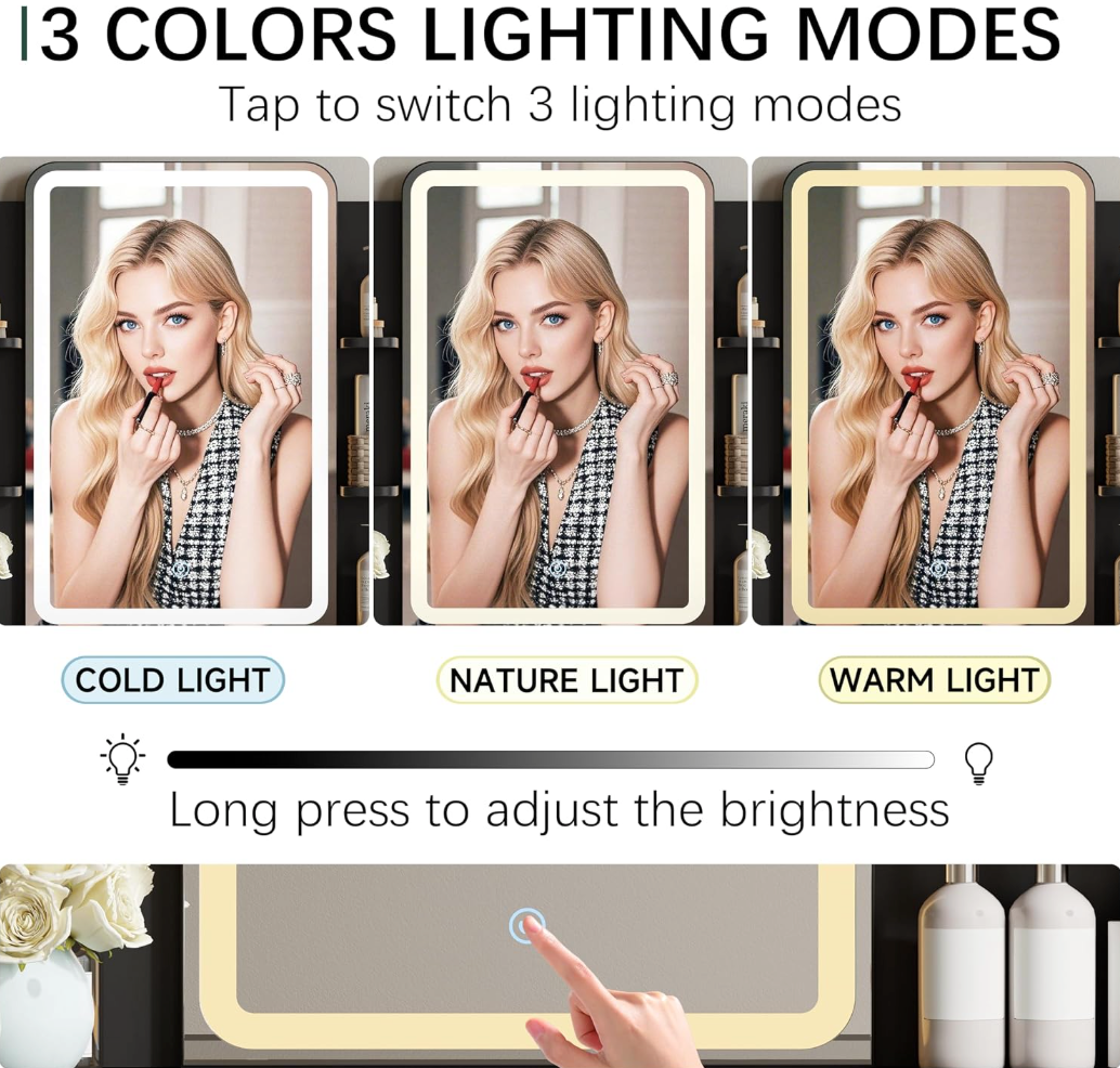 The Amara™ Modern Glow Vanity with LED Mirror