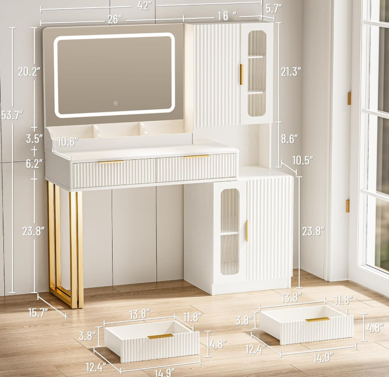 The Seraphina™ Luxe Vanity with LED Mirror