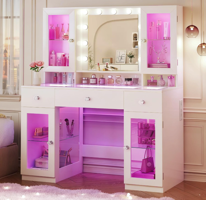 The Aurora™ RGB Glow Vanity with Hollywood Mirror