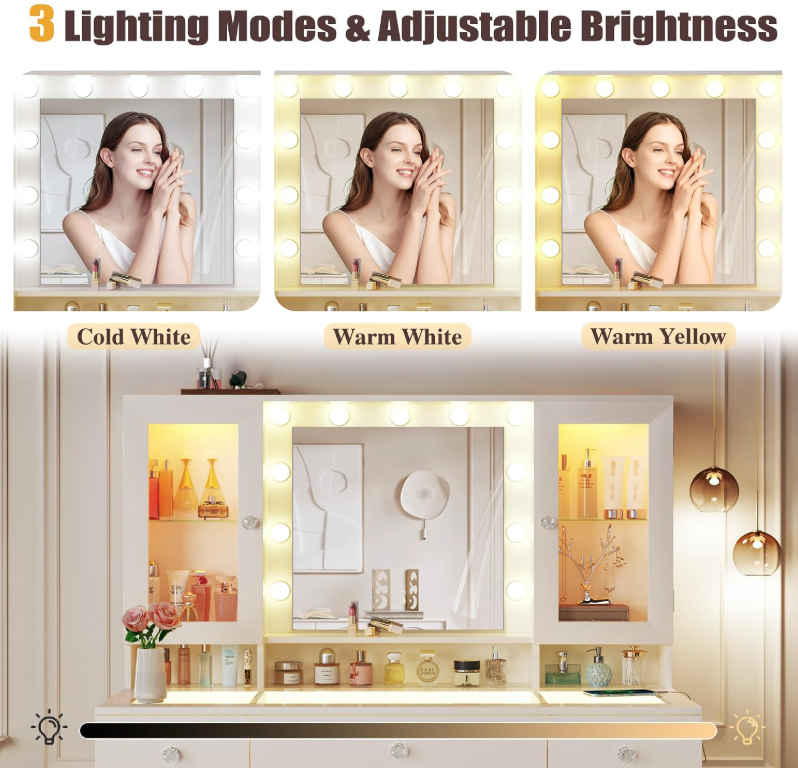 The Aurora™ RGB Glow Vanity with Hollywood Mirror