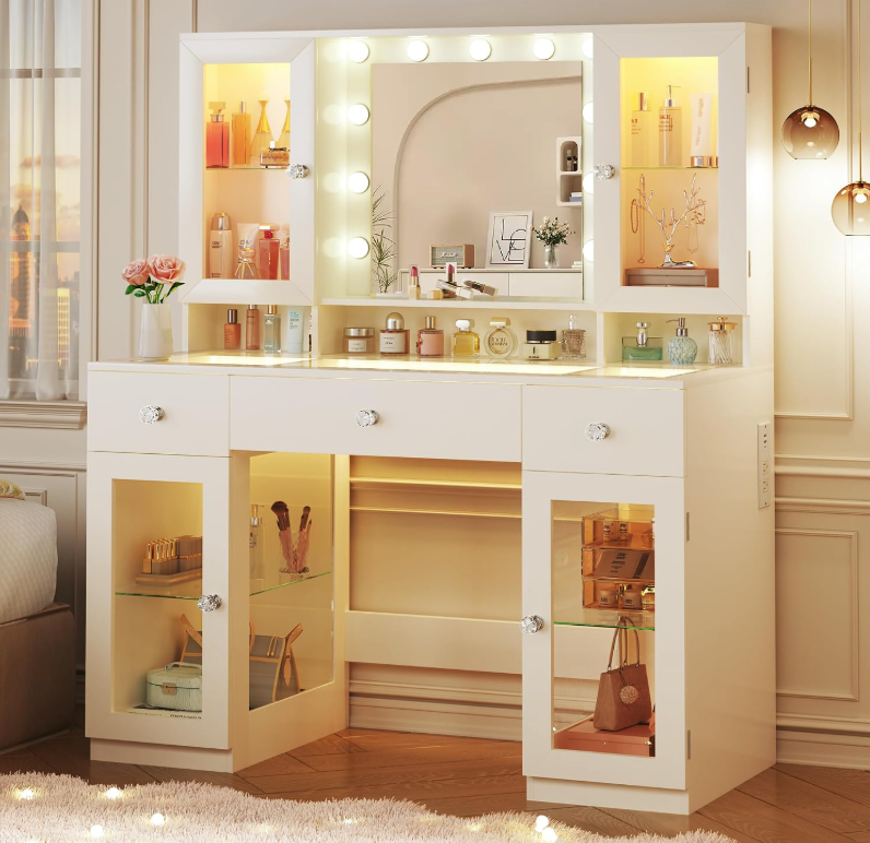 The Aurora™ RGB Glow Vanity with Hollywood Mirror
