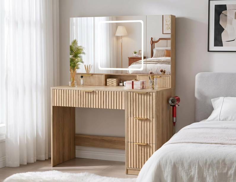 The Sienna™ Luxe Vanity with Tri-Fold LED Mirror