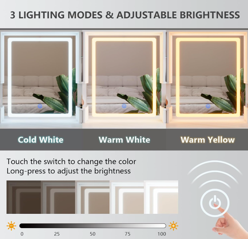 The Camille™ Glow Vanity with RGB Display Cabinets