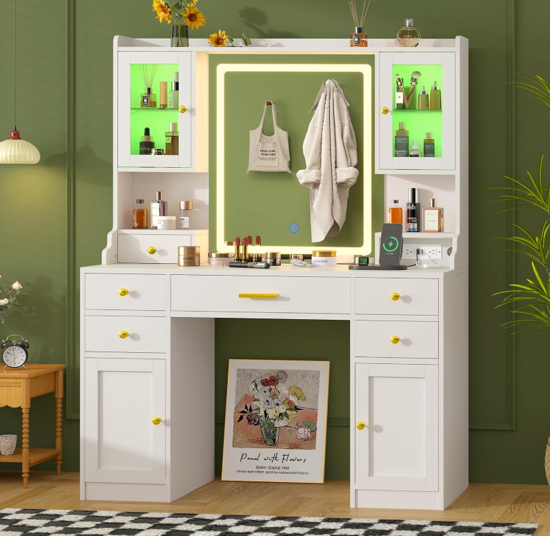 The Camille™ Glow Vanity with RGB Display Cabinets