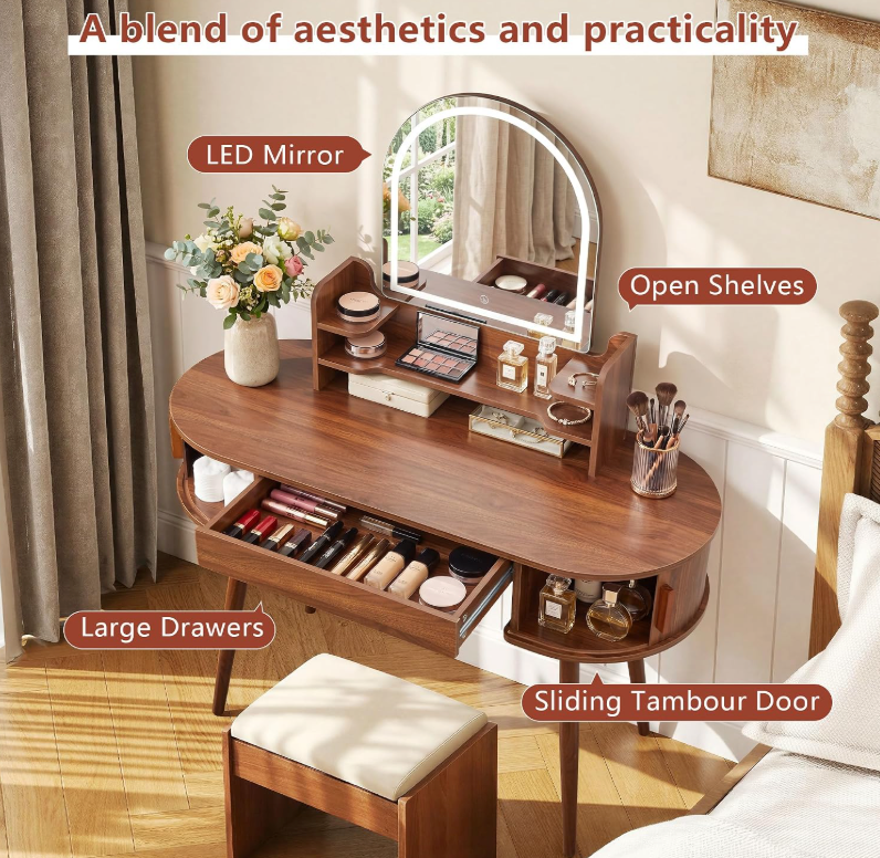 The Colette™ Arched Walnut Vanity