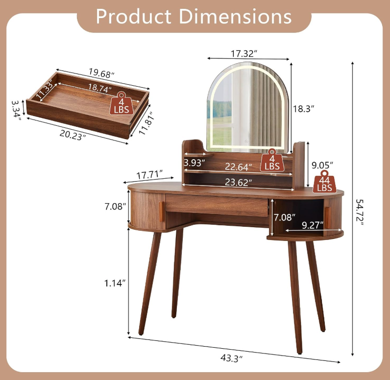 The Colette™ Arched Walnut Vanity