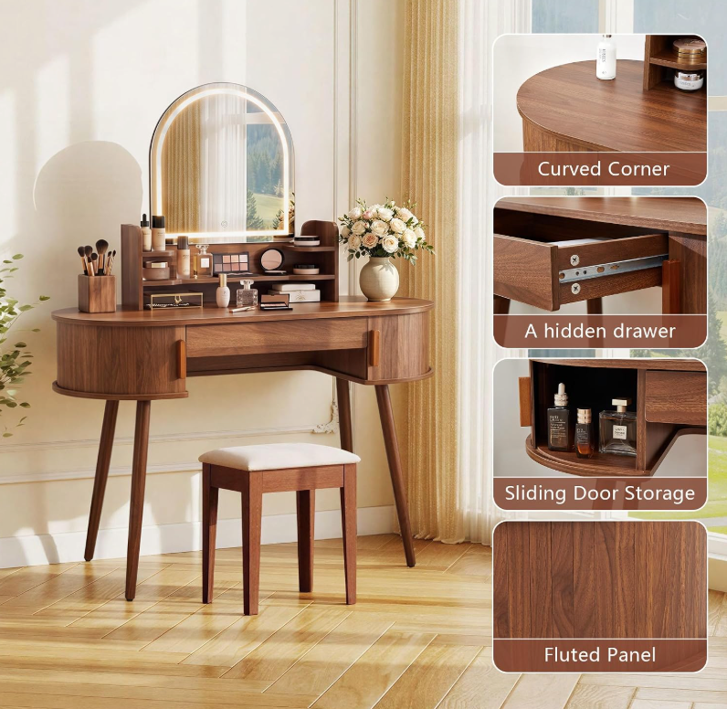 The Colette™ Arched Walnut Vanity