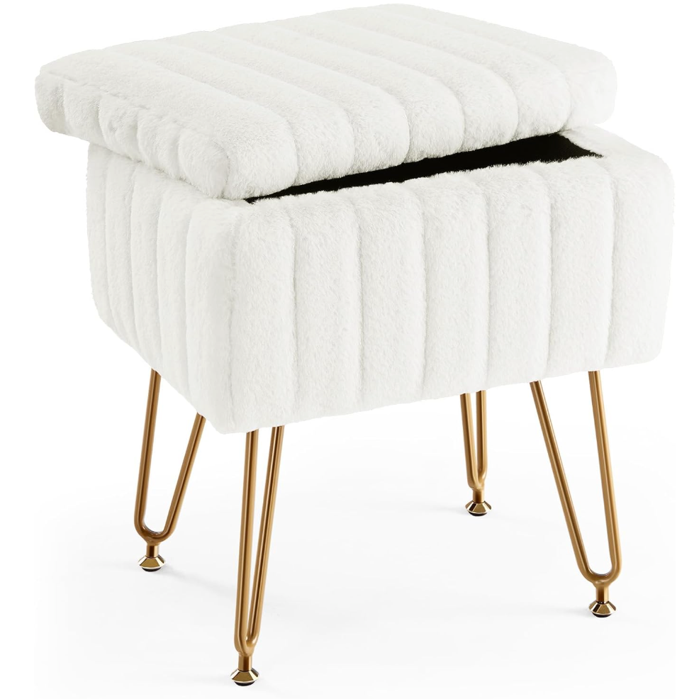 The Fifi™ Plush Vanity Stool with Hidden Storage