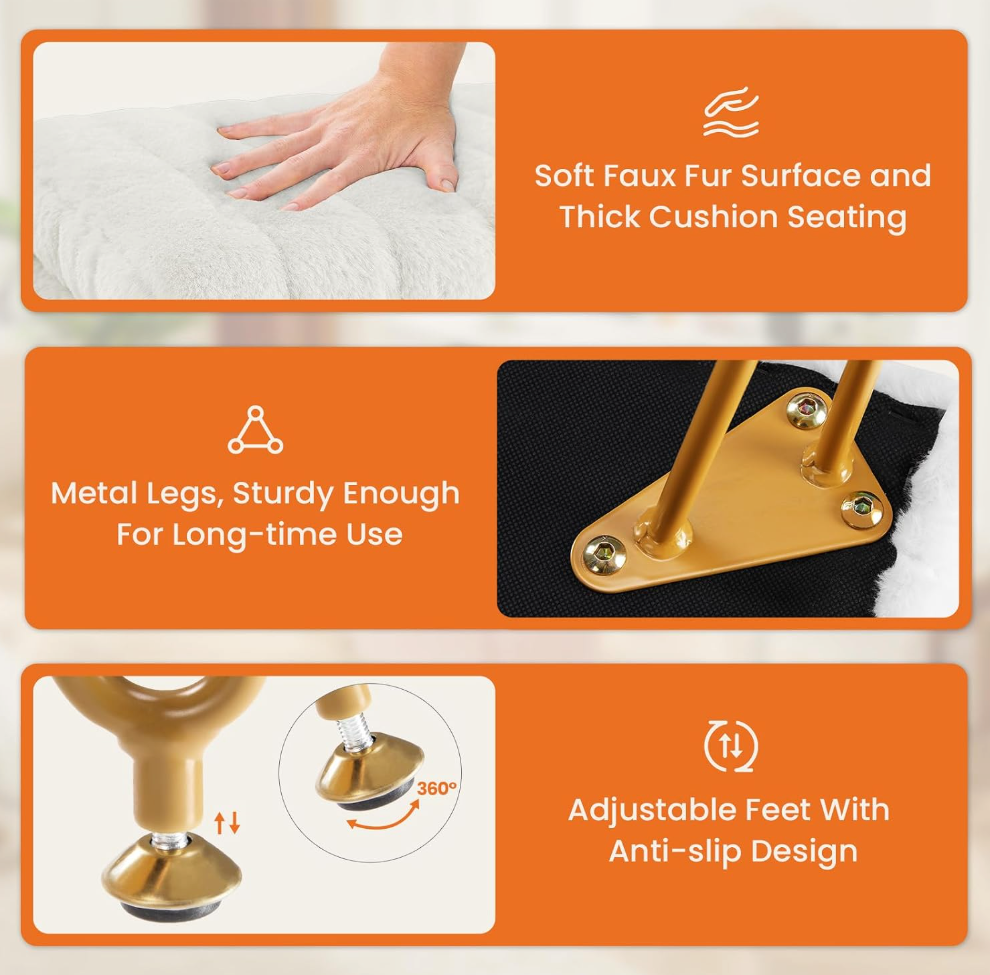 The Fifi™ Plush Vanity Stool with Hidden Storage