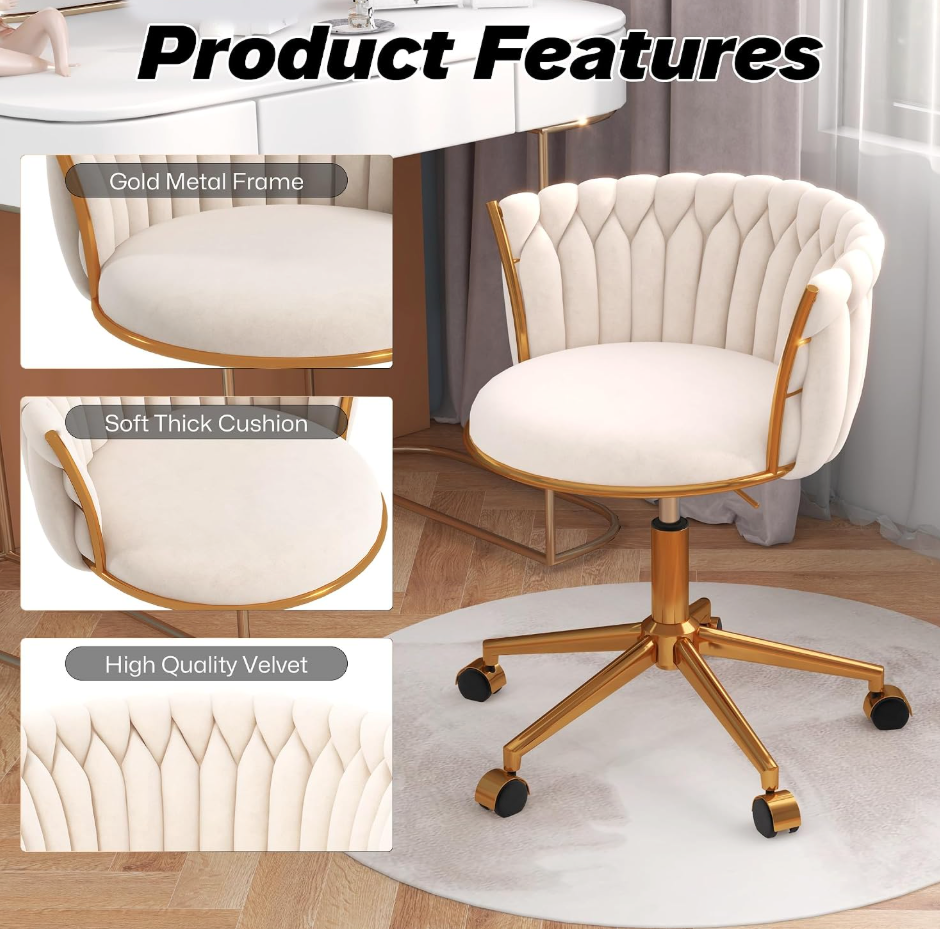 The Juliette™ Luxe Velvet Swivel Vanity Chair