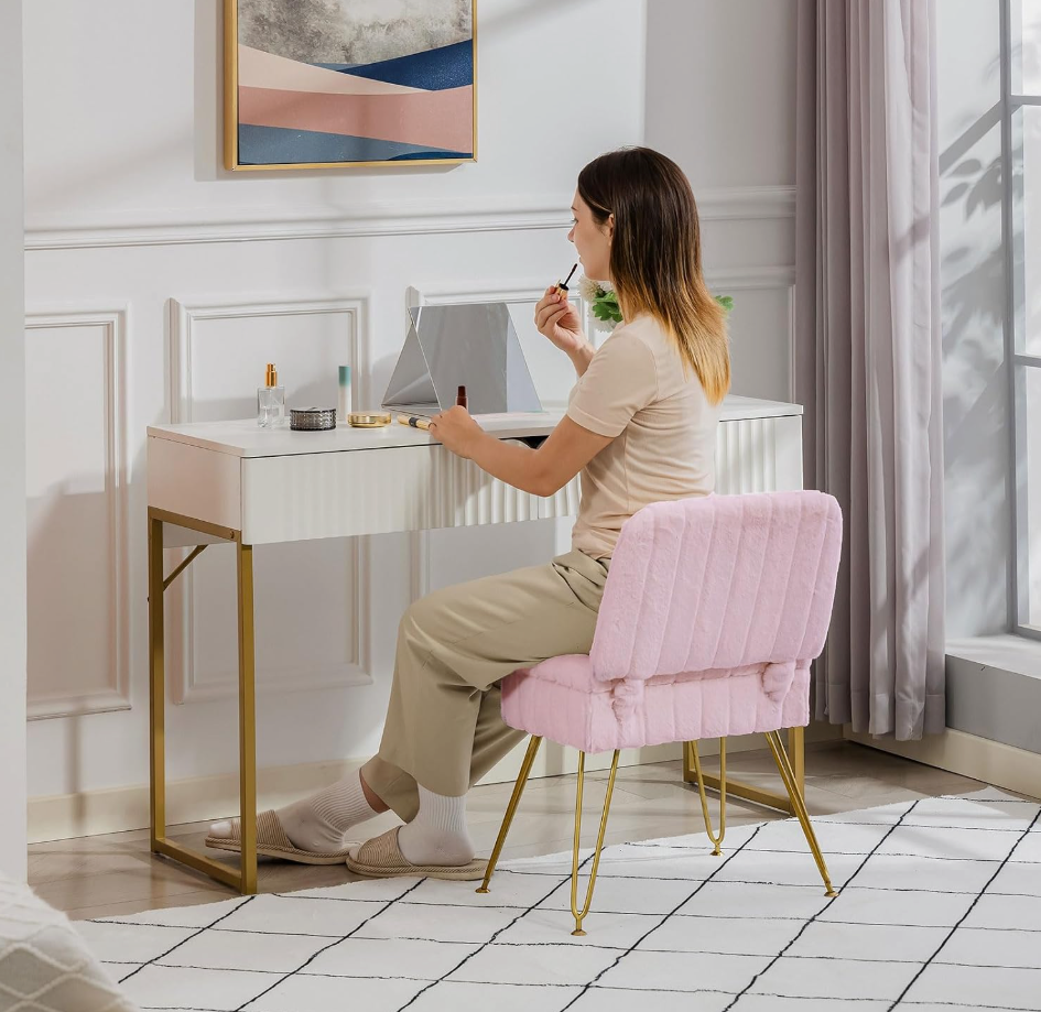 The Lottie™ Plush Vanity Chair with Hidden Storage