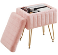 The Poppy™ Plush Vanity Stool with Hidden Storage