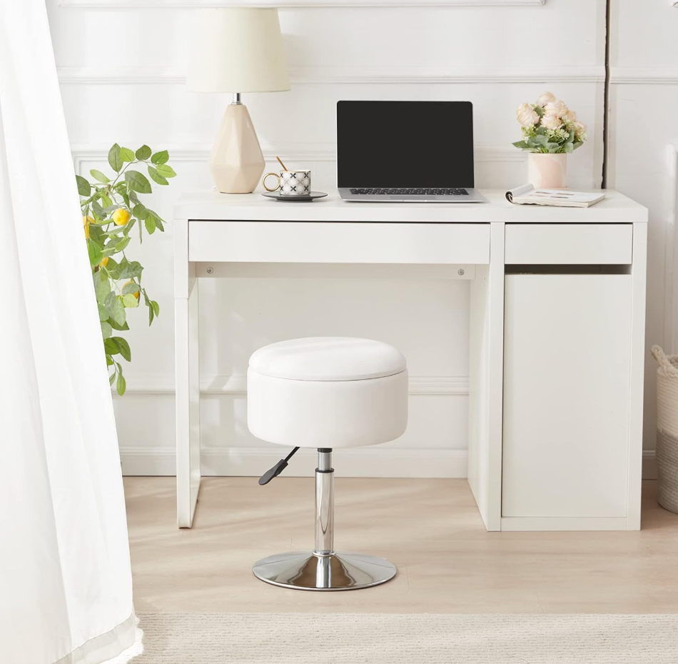 The Mila™ Adjustable Swivel Vanity Stool with Hidden Storage