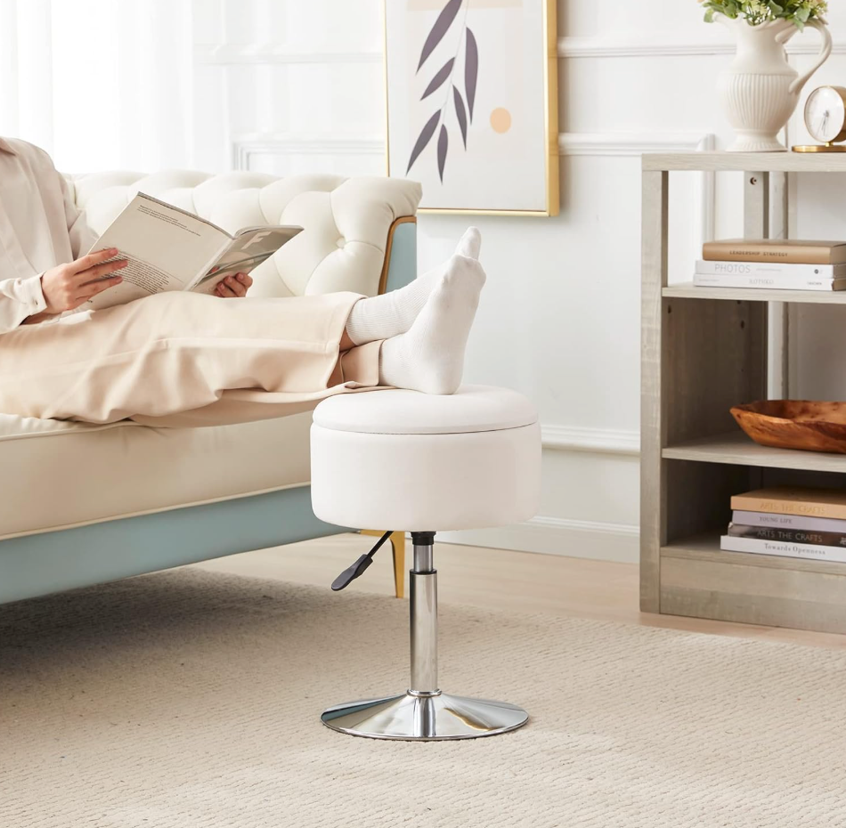 The Mila™ Adjustable Swivel Vanity Stool with Hidden Storage