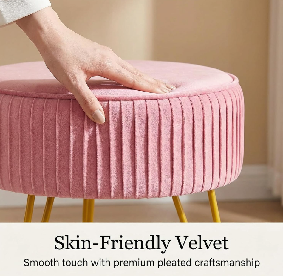 The Maisie™ Pleated Velvet Vanity Stool