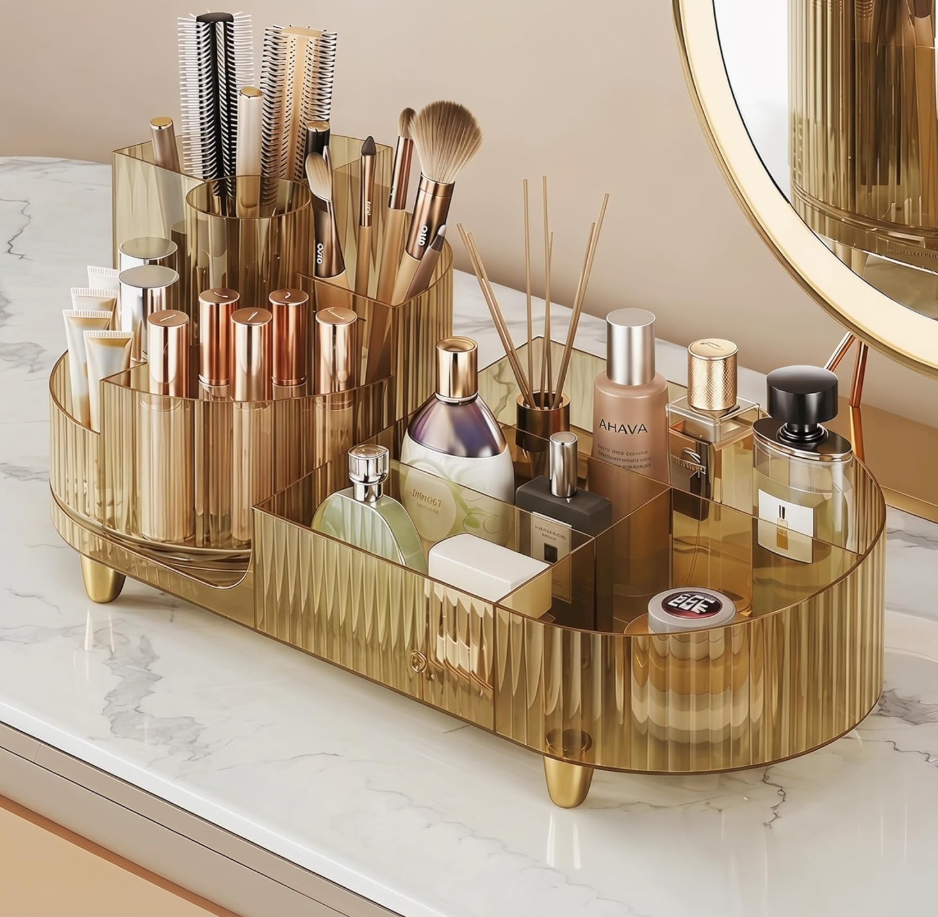 The Aurelia™ Luxe 360° Rotating Makeup & Perfume Organizer