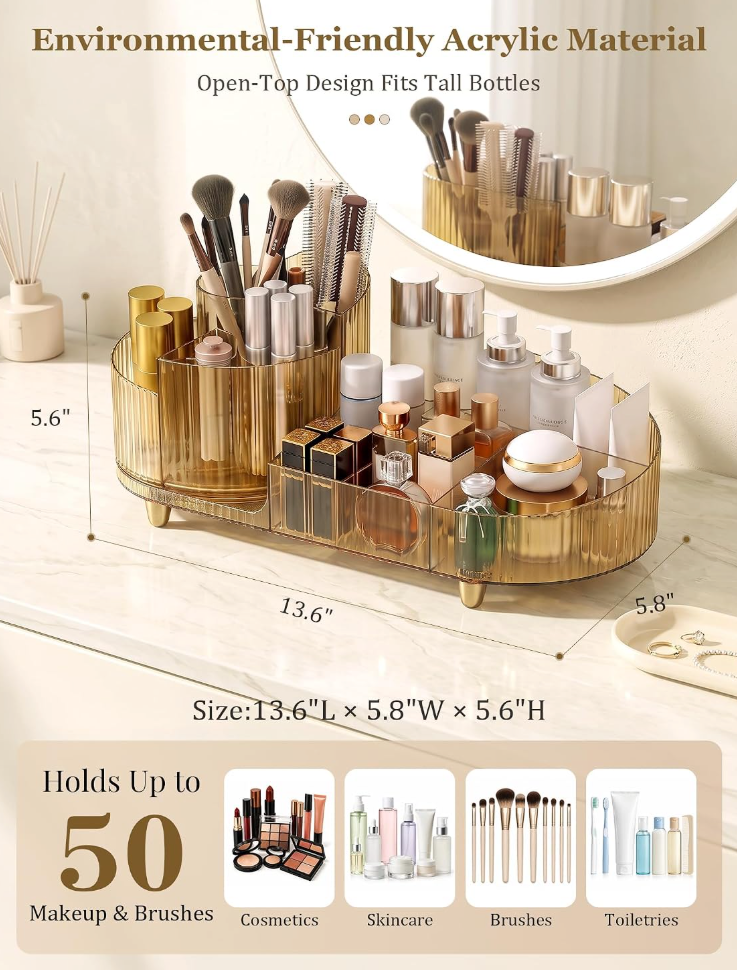 The Aurelia™ Luxe 360° Rotating Makeup & Perfume Organizer
