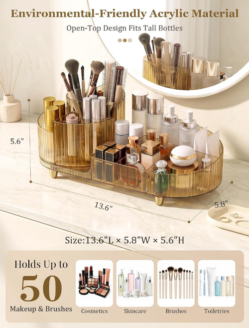 The Aurelia™ Luxe 360° Rotating Makeup & Perfume Organizer