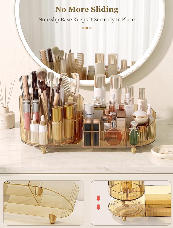 The Aurelia™ Luxe 360° Rotating Makeup & Perfume Organizer