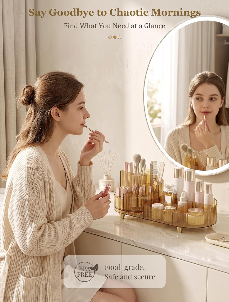 The Aurelia™ Luxe 360° Rotating Makeup & Perfume Organizer