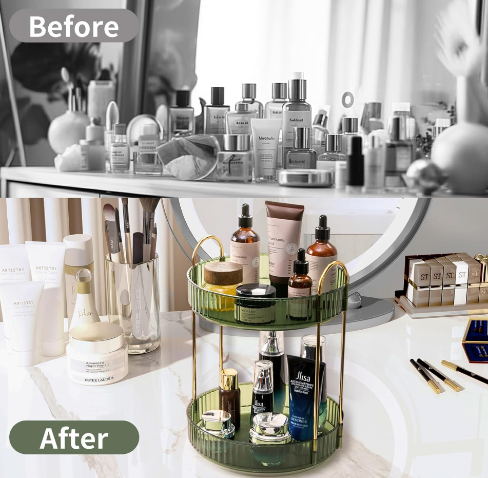 The Esmé™ Two-Tier Rotating Skincare & Perfume Organizer